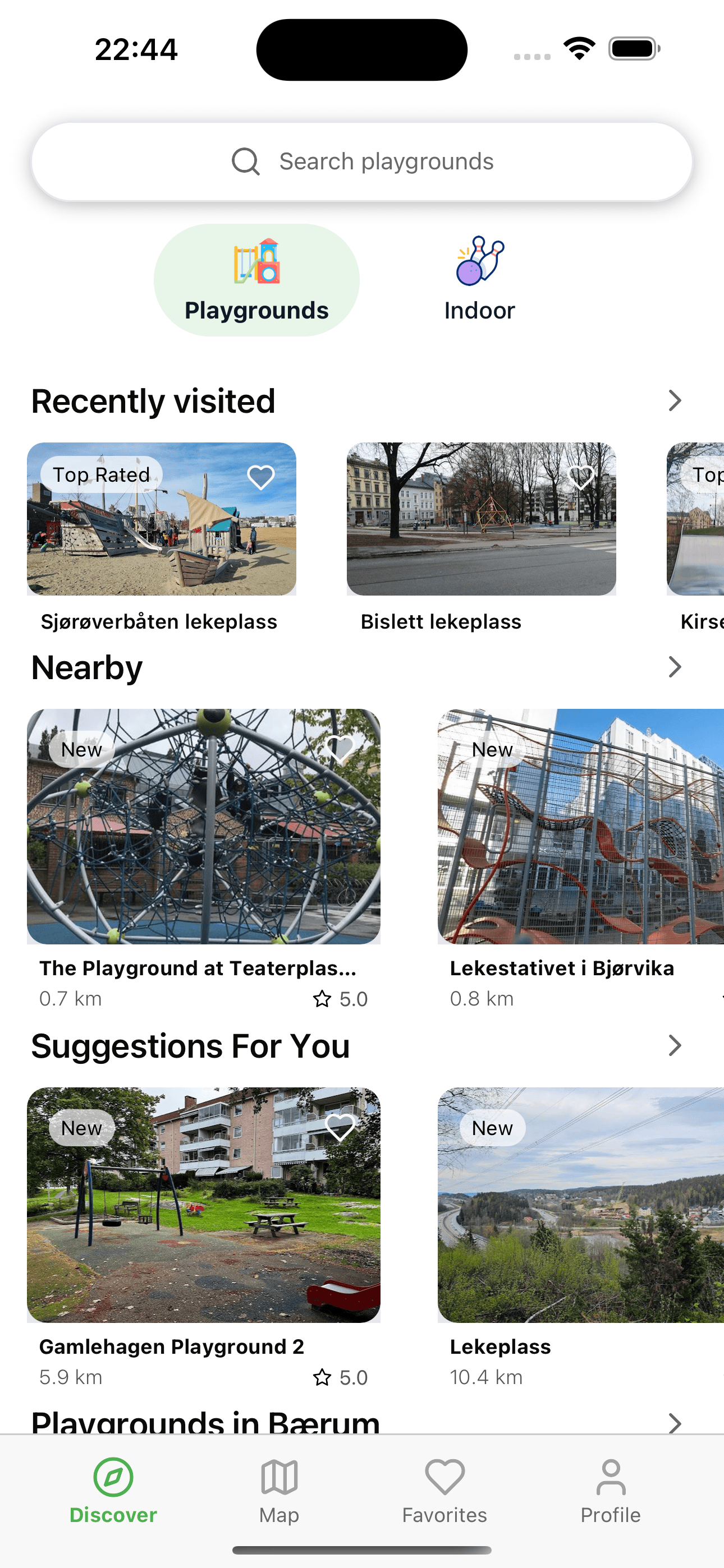KidMapp discovery screen